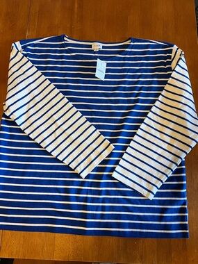 J. Crew Blue and White Striped Tee